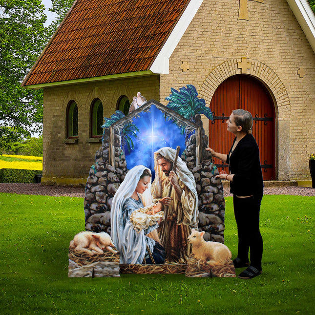 Glory to God Nativity Life Size Oversized Outdoor Decor by D. Gelsinger - Nativity Holiday Decor - 8461010F-S4-DG-XXLG-0