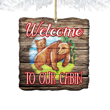 Bear Cabin Woodsy Wooden Ornaments by G. DeBrekht - Wildlife Holiday Decor - 8114080-3