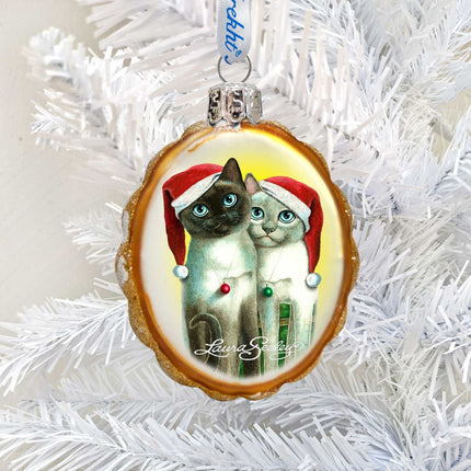 Angel Santa Cats Mercury Glass Ornament by Laura Seeley - Pets Dog and Cats Decor - 779214-LS-1