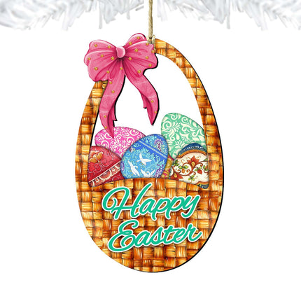 Easter Basket Wooden Ornaments by G. DeBrekht - Easter Spring Decor - 8185309-4