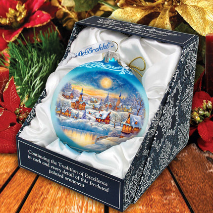 Magic Winter Village Ball Glass Ornament by G. Debrekht - Christmas Santa Snowman Decor - 73377-4