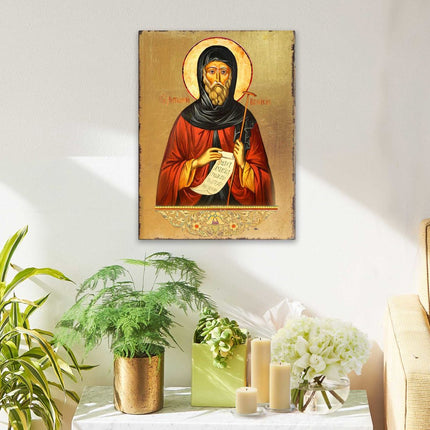 Saint Antoni Wooden Gold Plated Religious Christian Sacred Icon - Inspirational Icon Decor - 85062-2