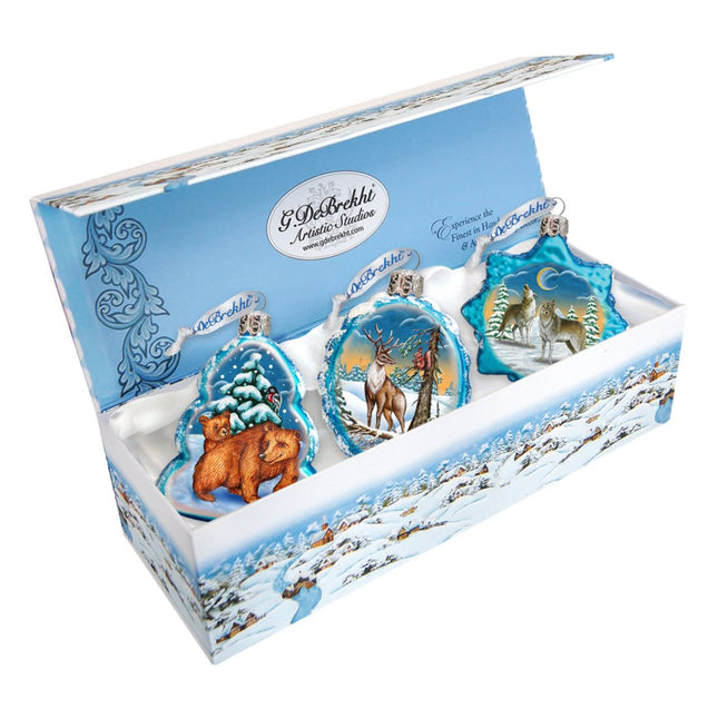 Wildlife Mercury Glass Ornaments Set of 3 by G. DeBrekht - Wildlife Holiday Decor - 770108S3-0