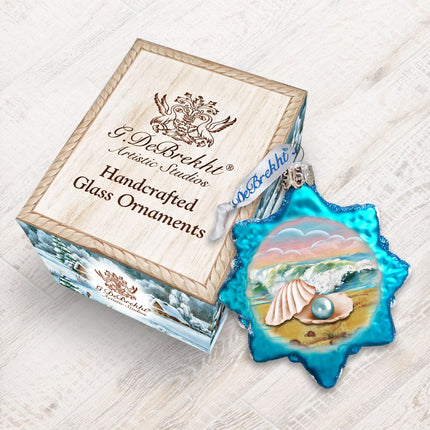 Pearl Shell Mercury Glass Ornament by G. DeBrekht - Coastal Holiday Decor - 775485-2