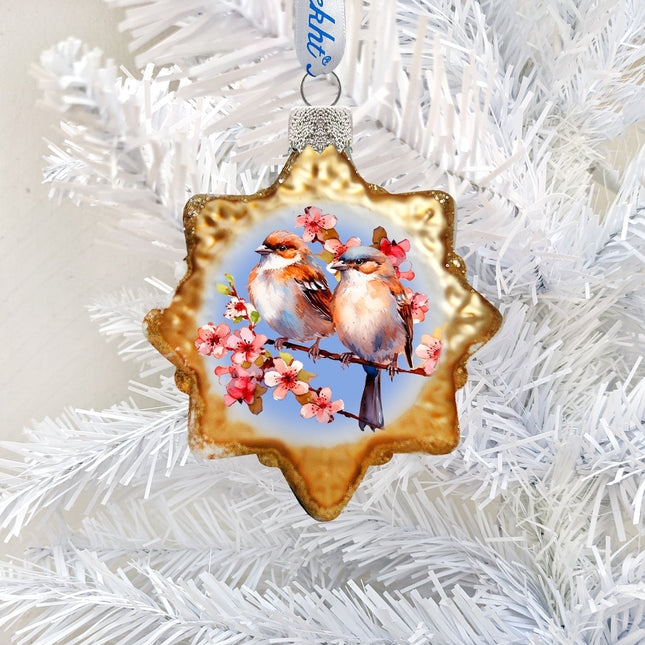 Spring Sparrows Mercury Glass Ornaments by G. Debrekht - Wildlife Holiday Decor - 776008-0
