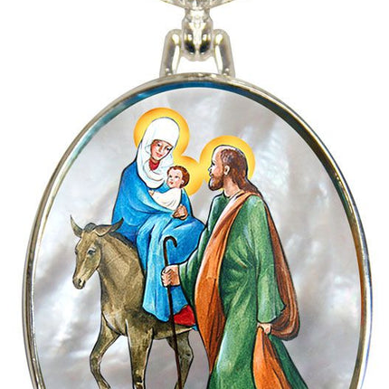 Flight to Egypt Silver Plated Mother of Pearl Jewelry Necklace - 43016-0