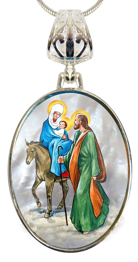 Flight to Egypt Silver Plated Mother of Pearl Jewelry Necklace - 43016-0