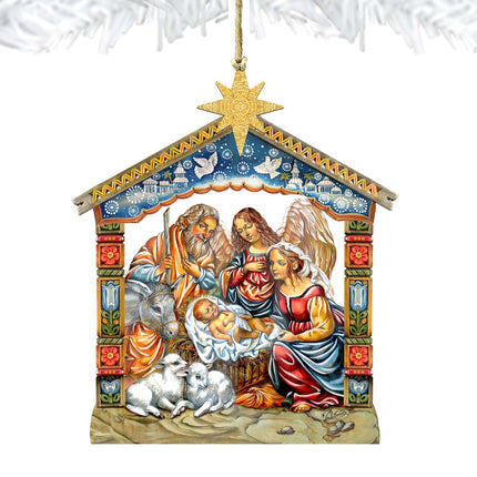 Miracle Nativity Holy Family Wooden Ornaments by G. DeBrekht - Nativity Holiday Decor - 8114031-4