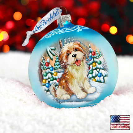 My Puppy Little Friend Ball Glass Ornament by G. DeBrekht - Christmas Decor - 73324-1
