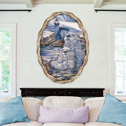 Starlight Otter Lighthouse Wall Hanger by J. Bergsma - Coastal Sea-Life Decor - 8591572W-JB-3