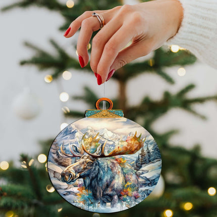 Mighty Moose Of Alaska Wooden Ornaments by G.Debrekht - Wildlife Holiday Decor - 870054-3