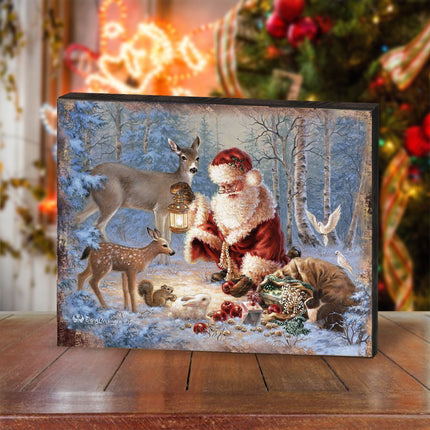 Abundance of Joy Art Wooden Wall Art by D Gelsinger - Christmas Santa and Snowman Decor - 95601B-0104-4