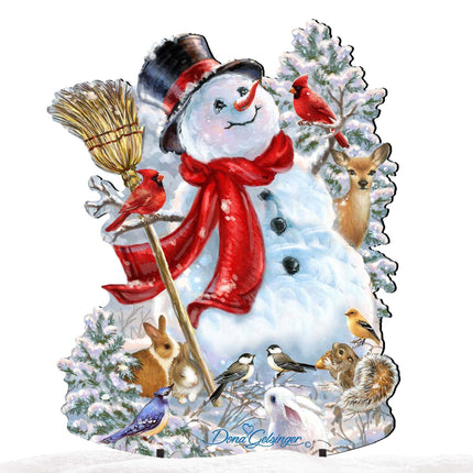 Frosty Forest Friends Snowman Christmas Outdoor Scene by D. Gelsinger - Christmas Santa Snowman Decor - 8461026F-1624-4