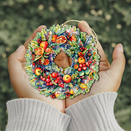 Summer Harvest Fruit Wreath Wooden Ornaments by G. Debrekht Christmas Decor - 8611071-1
