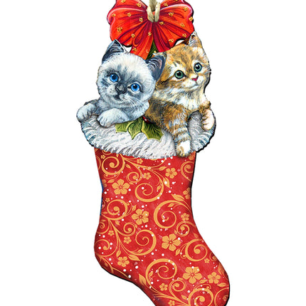 Kitty Cats Christmas Stocking Christmas Door Decor by G. DeBrekht - Christmas Santa Snowman Decor - 8114021H-4