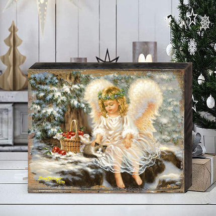 American Angel Winter Companions Wooden Wall Art by D. Gelsinger - Nativity Holiday Decor - 95657B-0718-1