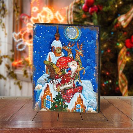 Special Delivery Santa Wooden Wall Art by G. DeBrekht - Christmas Santa Snowman Decor - 81215822B-3