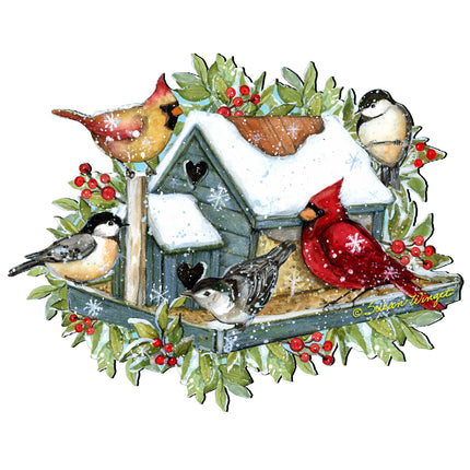 Front Door Winter Cardinals Birdhouse Decor - Christmas Welcome by Susan Winget - Handmade Gift Product Code 8471115-2H-SW-4