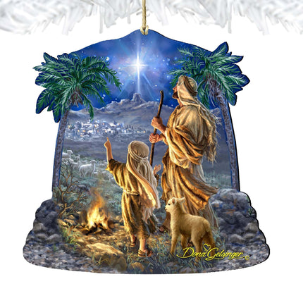 Shepherds Keeping Watch Wooden Ornaments by Gelsinger - Nativity Holiday Decor - 8161025-1838-4