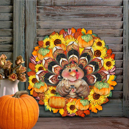 Turkey Holiday Door Wreath - Thanksgiving Halloween Decor by Jamie Mills-Price - 8185305-3H-MP-2