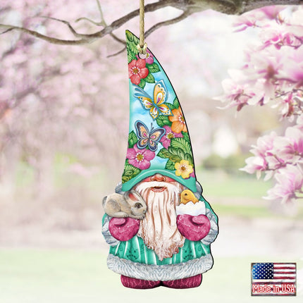 Spring Gnome Dwarf Wooden Ornaments by G. DeBrekht - Easter Spring Decor - 8611011-1