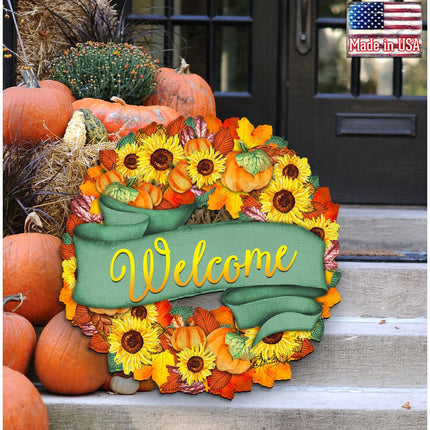 Flower Fall Holiday Door Wreath by G. DeBrekht - Thanksgiving Halloween Decor - 8185305-2H-1