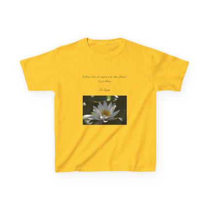 Inspirational Kids Tee – “A Flower Just Blooms” Nature Graphic Shirt