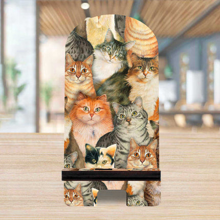 Sophisticated Cats Cell Phone Stand Family Decor - Wood Mobile Tablet Holder Charging Station Organizer - 892039-1