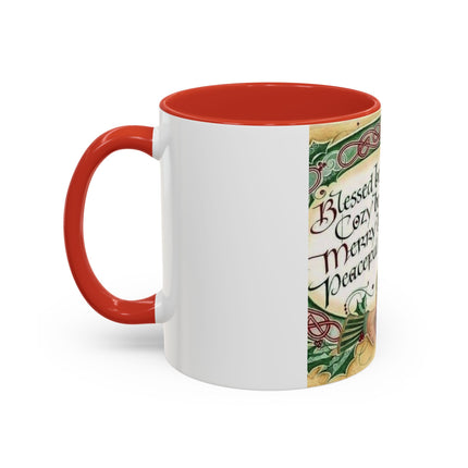 Blessed Holiday Accent Mug – 11oz Ceramic Gift with Heart & Crown Design