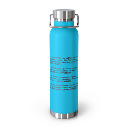 22oz Copper Vacuum Insulated Bottle – Blue Motivational Quote Design