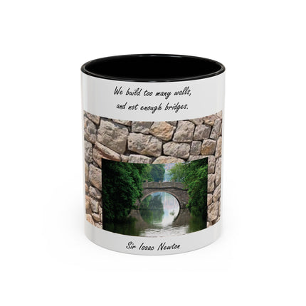 Newton Quote Accent Mug – 11oz Ceramic Cup with Bridge Message
