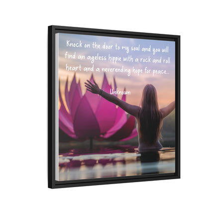 Framed Wall Art - 'Ageless Hippie' Inspirational Yoga Canvas