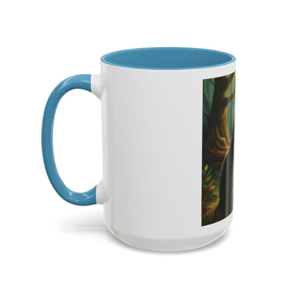 Fairy and Black Cat Forest Coffee Mug – Fantasy Woodland Tea Cup