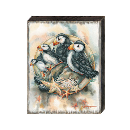 Send in the Clowns Puffins Wooden Wall Art by J. Bergsma - Nature Wildlife Decor - 85922848B-JB-4