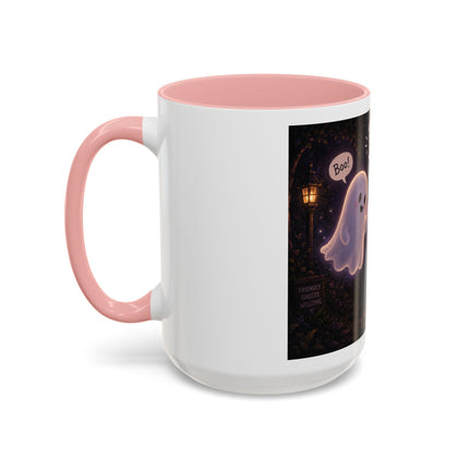 Halloween Ghost Coffee Mug — “Boo is just hello in ghost language” Accent Mug