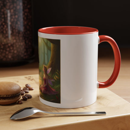 Fairy and Black Cat Forest Coffee Mug – Fantasy Woodland Tea Cup