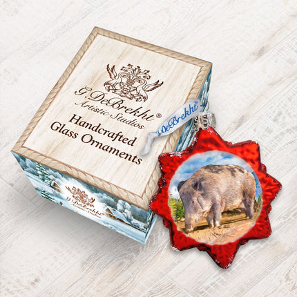 Wild Boar Mercury Glass Ornament by G. DeBrekht - Wildlife Holiday Decor - 775489-2