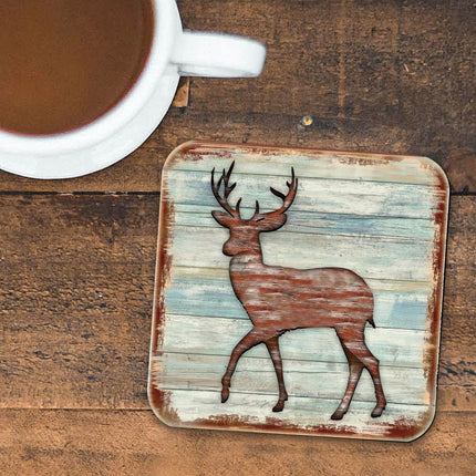 Deer Wooden Cork Coasters Gift Set of 4 by Nature Wonders - Nature Wildlife Decor  - 8198211-9C-S4-3