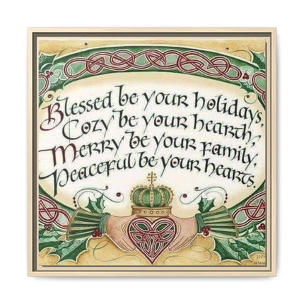 Framed Holiday Blessing Matte Canvas — "Blessed be your holidays" Celtic Wall Art
