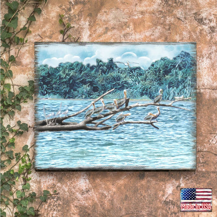 Island Paradise Seabirds Wooden Coastal Wall Art by Nature Wonders - Coastal Sea-Life Decor - 95252-7B-1