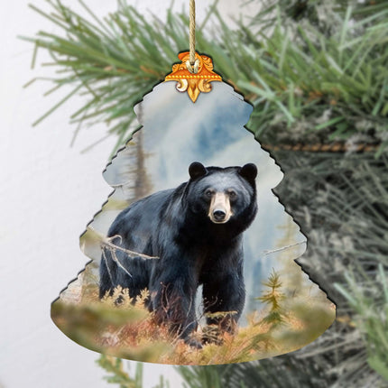 Alaskan Black Bear Tree Wooden Ornaments by G.Debrekht - Wildlife Holiday Decor - 870008-1