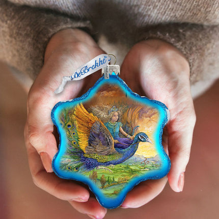Peacock Princess Glass Ornament by Josephine Wall - Christmas Decor - 754-402-JW-2