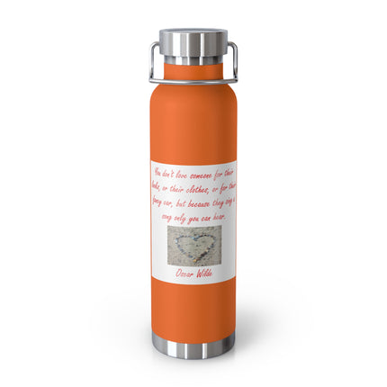 Motivational Copper Insulated Water Bottle - 22oz, Heart Design, Perfect Gift for Loved Ones