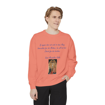 Saint Kolbe Marian Sweatshirt – Unisex Garment-Dyed Faith Wear
