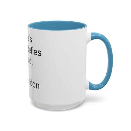 Jack London Quote Mug — "Cocoa’s warmth defies the cold." Accent Mug