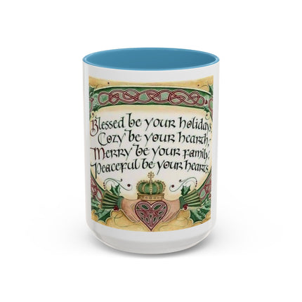 Blessed Be Your Holidays Coffee Mug — Holiday Celtic Greeting Accent Mug (11/15oz)