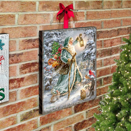 Saint Nicholas Wooden Wall Art by D. Gelsinger - Christmas Santa Snowman Decor - 95679B-DG-1