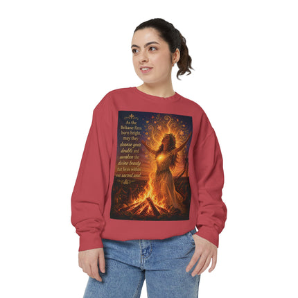 Bonfire Witch Sweatshirt — "As the Beltane fire burns bright" Pagan Festival Crewneck