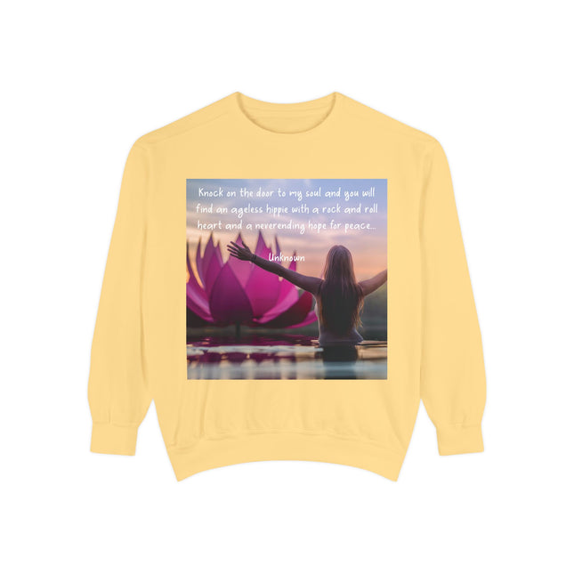 Ageless Hippie Soul Sweatshirt | Lotus Quote Tee for Peace Seekers