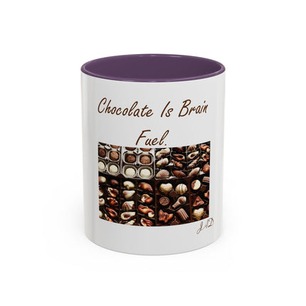 Chocolate Is Brain Fuel Coffee Mug — Chocolate Lovers Accent Mug (11/15oz)